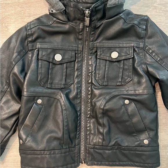 Toddler Boys Black Faux Leather Jacket - Picture 2 of 7
